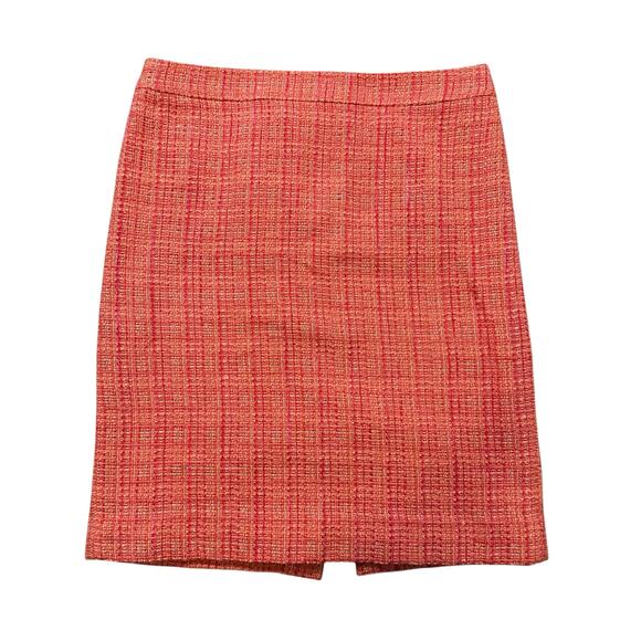 J. Crew orange and pink plaid tweed No. 2 pencil skirt size 8 - Picture 1 of 10